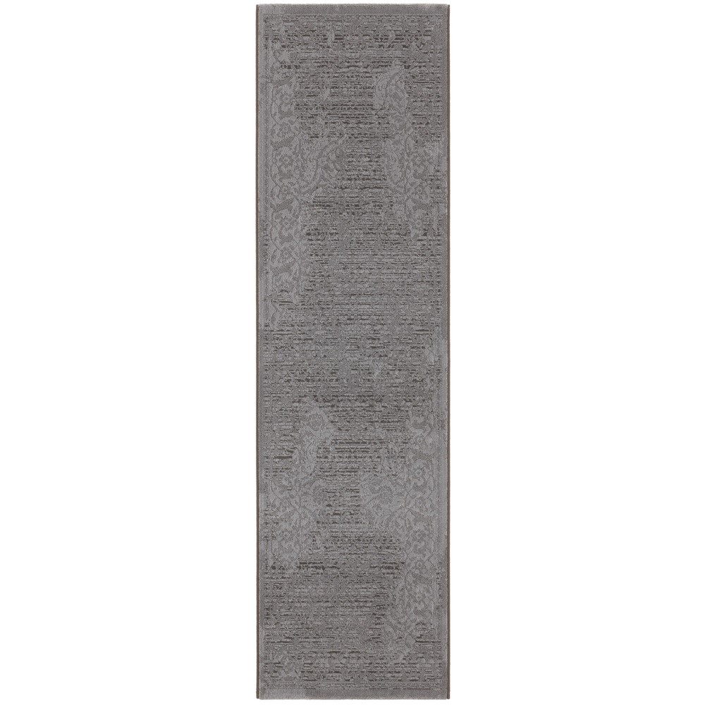 Victoriana Traditional Distressed Runner Rugs in Slate Grey